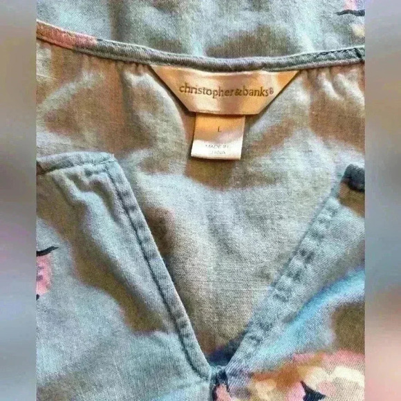 CHRISTOPHER & BANKS DENIM FLORAL DRESS. SIZE LARGE. - Picture 5 of 10